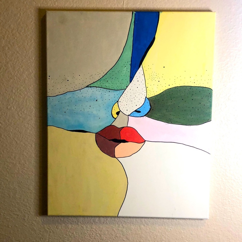 🎨Beautiful Abstract Face Hand Painted Wall Art🎨